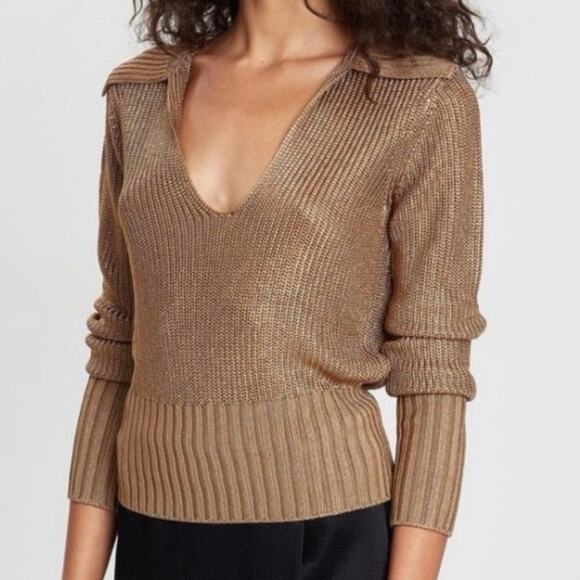 Theory Back Collar V Neck Sweater in Toffee size P / XS - Picture 1 of 5